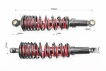Амортизатор задній JH/CB/CG - 310мм*d70мм (втулка 12мм / втулка 12мм) з подвійною пружиною регул., чорний к-кт 2шт - 2