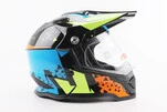 Шлем кроссовый/эндуро/АТV со стеклом BLD-819-7  М (57-58см), ЧЕРНЫЙ/ЖЕЛТО-СИНИЙ - 3
