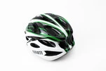Шлем велосипедный M (54-57 см) съёмный козырёк, 18 вент. отверстий, чёрно-бело-зелёный AV-01 - 2