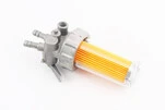 Кран топливный + фильтр в пластмассовом, прозрачном корпусе (вход/выход вверх) - 2