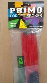 Спиці Primo Forged _182мм_, 50шт, спиць червоних + 50шт ніпелів латунних 14мм