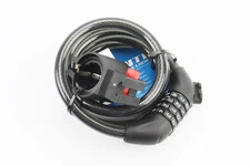 Замок протиугінний тросовий 1500х12мм з 4-х значним кодом, кріплення за трубу сидіння, AGL-705