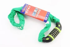 Замок протиугінний ланцюговий 900х6мм з 5-ти значним кодом, зелений TY777