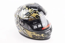 Шлем интеграл, закрытый BLD-М65 М (57-58см), ЧЕРНЫЙ/ЗОЛОТИСТО-СЕРЫЙ "Totem"
