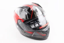 Шолом інтеграл, закритий (сертифікація DOT)+відкидні окуляри BLD-M67 L (59-60см), ЧОРНИЙ/ЧЕРВОНО-СІРИЙ