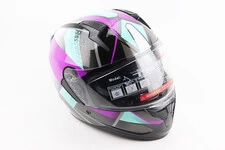 Шлем интеграл, закрытый (сертификация DOT)+откидные очки BLD-M67 М (57-58см), ЧЕРНЫЙ/ФИОЛЕТОВО-БИРЮЗОВЫЙ