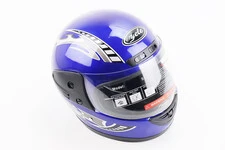 Шлем интеграл, закрытый с воротом, СИНИЙ с рисунком красно-серым (незначительные отличия рисунков, возможны дефекты покраски)