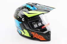 Шлем кроссовый/эндуро/АТV со стеклом BLD-819-7 L (59-60см), ЧЕРНЫЙ/ЖЕЛТО-СИНИЙ
