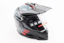 Шлем кроссовый/эндуро/АТV со стеклом BLD-819-7 L (59-60см),  ЧЕРНЫЙ/СЕРО-КРАСНЫЙ
