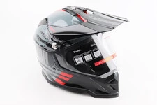 Шлем кроссовый/эндуро/АТV со стеклом BLD-819-7 S (55-56см),  ЧЕРНЫЙ/СЕРО-КРАСНЫЙ