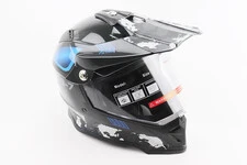 Шлем кроссовый/эндуро/АТV со стеклом BLD-819-7 L (59-60см),  ЧЕРНЫЙ/СЕРО-СИНИЙ