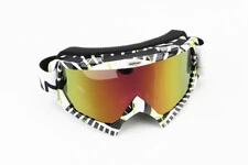 Окуляри кросові/ендуро/АТV, біло-чорно-зелені (дзеркальне скло), MJ-16