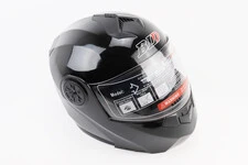 Шлем модуляр, закрытый с откидным подбородком+откидные очки BLD-159 S (55-56см), ЧЕРНЫЙ глянец