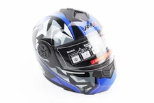 Шлем модуляр, закрытый с откидным подбородком+откидные очки BLD-159 М (57-58см), ЧЕРНО-СИНИЙ