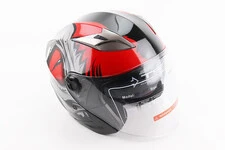 Шолом відкритий+відкидні окуляри BLD-708 S (55-56см), ЧОРНО-ЧЕРВОНИЙ "Raptor"