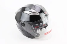 Шолом відкритий+відкидні окуляри BLD-708 М (57-58см), ЧОРНИЙ глянець