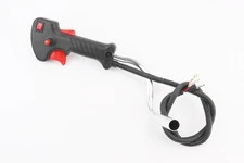 Ручка газа + трос Тип 8, (курок "широкий", с изогнутой трубой, разные цвета)