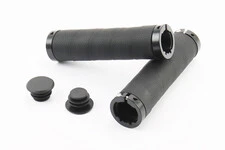 Ручки керма 130мм з затискачем Lock-On з двох сторін, екошкіра, чорні PU-192A