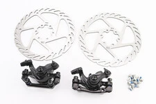 Гальмо Disk-brake переднє (F160/R140мм)+заднє (F180/R160мм), диски 160мм, кріпл. 6 болтів, чорні DX-2005