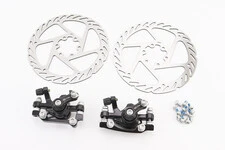 Гальмо Disk-brake переднє (F160/R140мм)+заднє (F180/R160мм), диски 160мм, кріпл. 6 болтів, чорні DX-2018