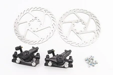 Гальмо Disk-brake переднє (F160/R140мм)+заднє (F180/R160мм), диски 160мм, кріпл. 6 болтів, чорні DX-2019