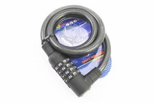 Замок протиугінний тросовий 1000х12мм з 4-х значним кодом, кріплення за трубу сидіння, TY535