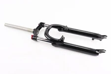 Вилка 26" амортизационная, без резьбы 1-1/8" (28,6мм), шток 260мм, с ходом 75мм, V/Disk-brake, M Lockout, чёрная LJ-536