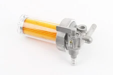 Кран топливный + фильтр в пластмассовом, прозрачном корпусе (вход/выход в сторону)