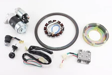 Комплект для переоснащения мотоблока под электростартер 186F (электростартер, замок, проводка, магнето, реле, венец)