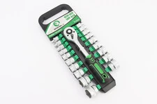 Набір головок торцевих з тріскачкою 3/8" CrV 72 зуба 19шт (6/7/8/9/10/11/12/13/14/15/16/17/18/19/20/21/22/23/24мм) ET-6020