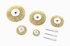 Набір щіток 5шт - диск. зі стрижнем 1/4" D-25/38/50/63/75 з латунованого рифленого дроту 19-9500