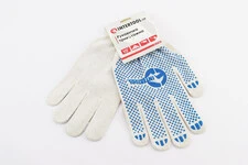Рукавиці робочі 70% бавовна/30% поліестер 10", клас в'язки 10, білий, синя ПВХ точка SP-0130