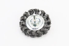 Щітка дискова зі стрижнем 1/4" D-75мм з плетеного дроту BT-8075