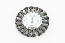 Щітка дискова зі стрижнем 1/4" D-100мм з плетеного дроту BT-8100