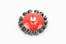 Щітка конусна зі стрижнем 1/4" D-75мм з плетеного дроту 19-9307