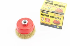 Щітка торцева М14 D-85мм з латунованого рифленого дроту 19-7108