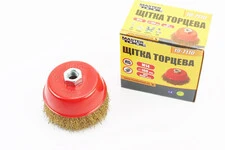 Щітка торцева М14 D-100мм з латунованого рифленого дроту 19-7110