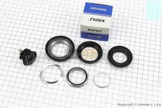 Рульова колонка 1-1/8"x1,5" (44/28,6x50,6/33) безрізьбової вилки, напівінтегровані, пром-підшипники, чорні