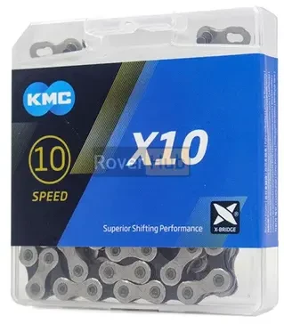 Ланцюг KMC X-10 із замком, 116 ланок, в інд. упаковці, sil/black