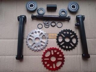 Велосипедна система KHE bikes 4130 Cr-Mo шатуни + USA каретка на промах + комплект 3 зірки різних кольорів