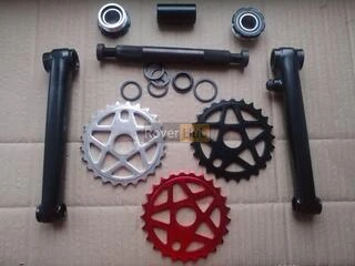 Велосипедна система KHE bikes 4130 Cr-Mo шатуни + євро каретка на промах + комплект 3 зірки різних кольорів