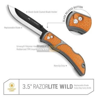 Ніж складаний Outdoor Edge RazorLite Wild зі змінними лезами з Японської нержавіючої сталі для EDC бушкрафту