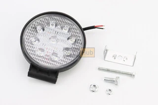 Фара дополнительная светодиодная влагозащитная - 9 LED с креплением, круглая 115мм