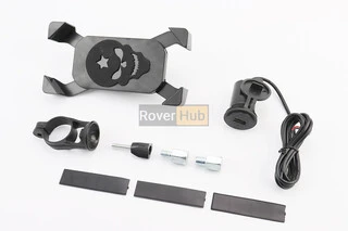 Держатель телефона на руль + USB зарядка, с удлинителями зеркал (миним. размер телефона 60*124мм, макс. размер 80*160мм)