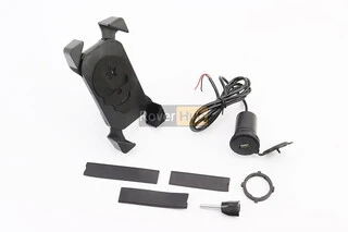 Держатель телефона на руль с черным рисунком + USB зарядка (миним. размер телефона 60*124мм, макс. размер 80*160мм), тип 1