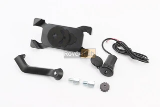 Держатель телефона на руль с черным рисунком, крепление под зеркало + USB зарядка (миним. размер телефона 60*124мм, макс. размер