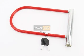 Замок протиугінний U-подібний 175x290 (120х250)мм, товщина скоби 10мм під ключ, червоний