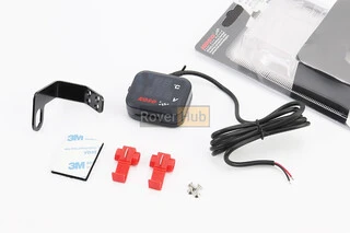 ВОЛЬТМЕТР з дисплеєм, червоний циферблат + датчик температури повітря + кріплення (універсальний, компактний)