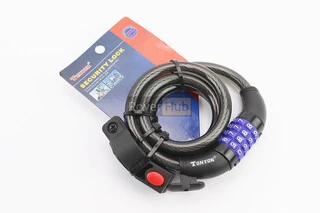 Замок протиугінний тросовий 1000х12мм з 4-х значним кодом, кріплення за трубу сидіння, TY523