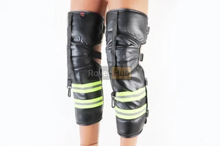 Наколенники защитные, утепленные (колено+голень) к-кт 2шт, Чёрные со светоотражающей полосой